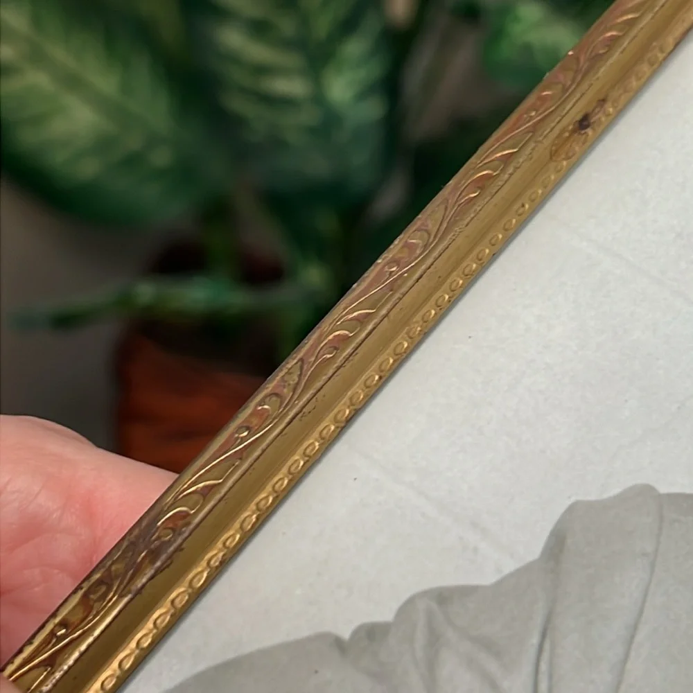 Vintage Ornate Rustic Gold Embossed Brass Tabletop Picture Frame